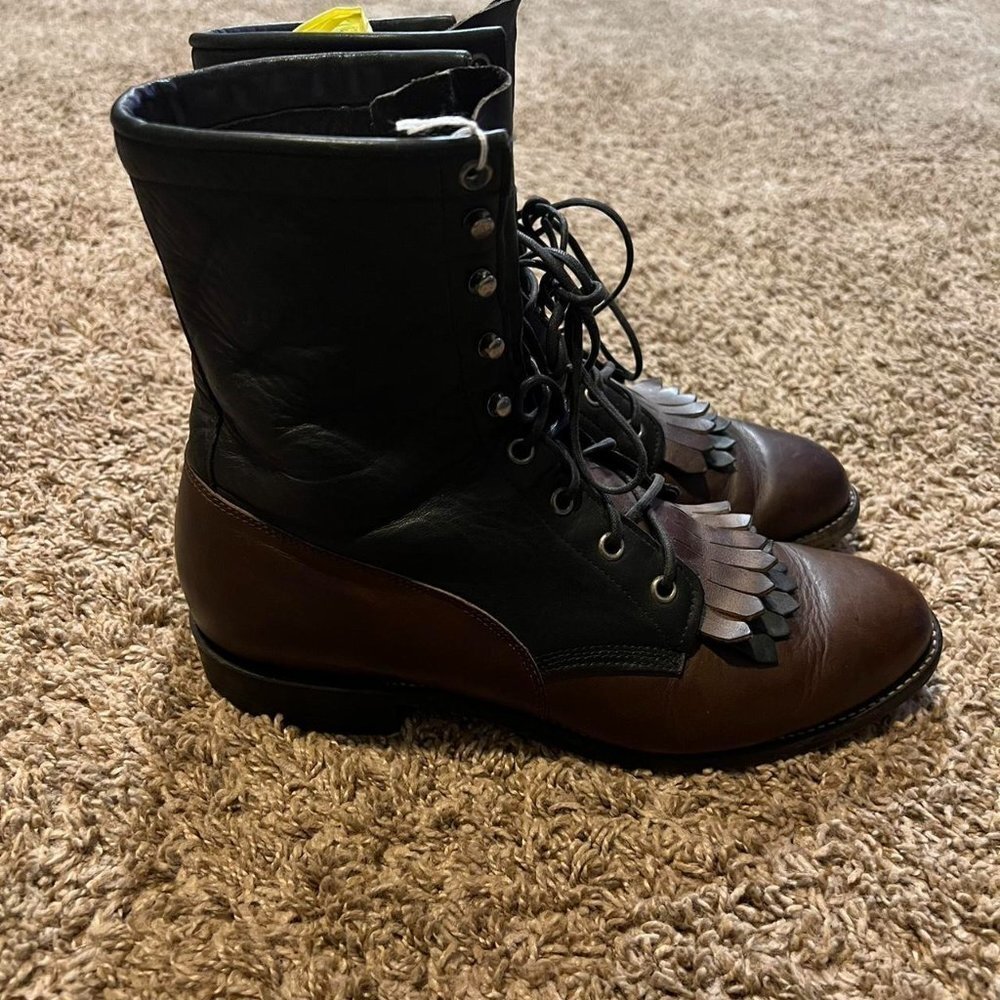 Vintage Men's Justin Lace Up Roper Boots Men's Size 9